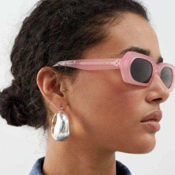 NEW Celine CL40243I 72J Shiny Opal Pink Brown  Rectangle Women Sunglasses - Picture 1 of 10